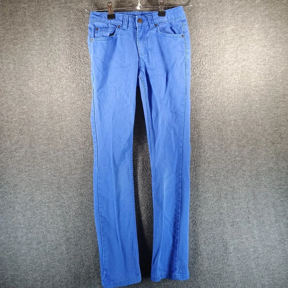 Lands End Jeans Women 12S Pencil Leg Bright Blue Low Rise Nautical Unique Punk